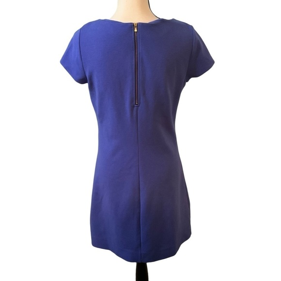 Lilly Pulitzer Blue Shift Dress Textured Sz S Flaw Zipper Pockets Midi - Picture 3 of 10